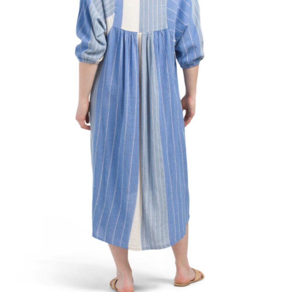 NWT Laura Gotti Blue Striped Midi Dress Made in Italy Coastal Artisan - Picture 4 of 8